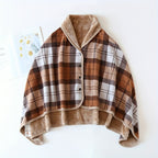 1pc Cozy Polar Fleece Shawl Blanket - Soft Double Layer Thick Plaid Pattern, Warm Autumn and Winter Wearable Throw Blanket for Office, Home, and Outdoor - Perfect for Chilly Days and Gift Giving
