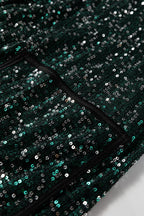 Evergreen Glitter Sequin Open Front Long Sleeve Top