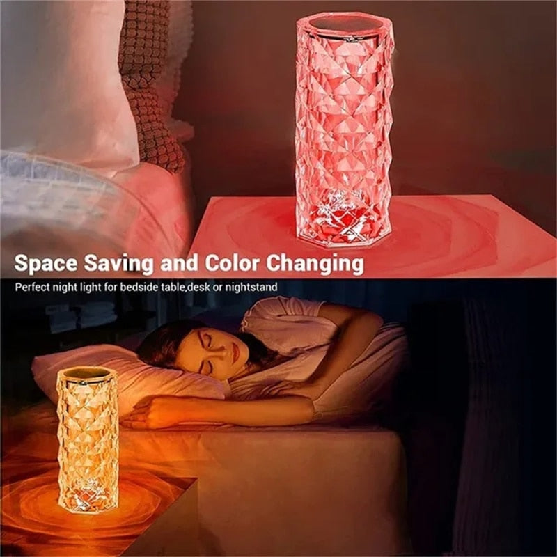 Table Crystal Rose Bedroom Lamp Pi-Mart