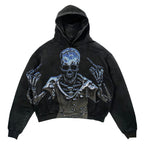 Punk Design Printed Hoodie Harajuku Street Clothing Y2 Fashion Large Hoodie Hip Hop Gothic Long Sleeve Pi-Mart