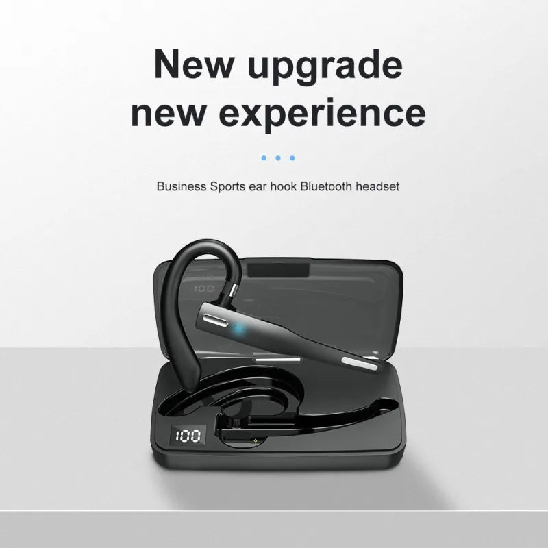 Comfortable Bluetooth Earpiece Wireless Earphone Bluetooth 5.0 Handsfree Earpiece Noise Cancelling HiFi Headset With Dual HD Mic For All Smart Phones Ear Wireless Bluetooth Sport Lightweight Headphones With Case Standby Time For Business Workout Driving Stevvex
