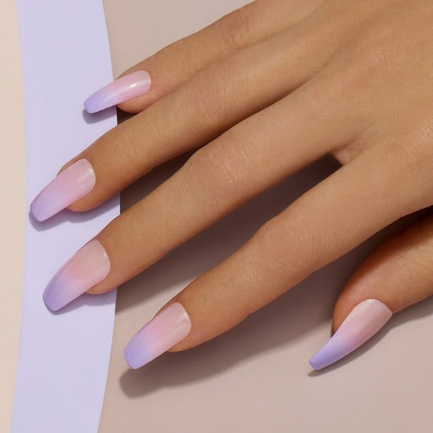 Salon Perfect Neon Modern French Ombre Purple Nail Set 24pc (File & Glue Included) EasyOptionXY LLC