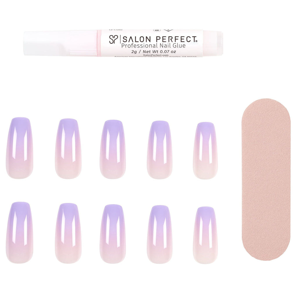 Salon Perfect Neon Modern French Ombre Purple Nail Set 24pc (File & Glue Included) EasyOptionXY LLC