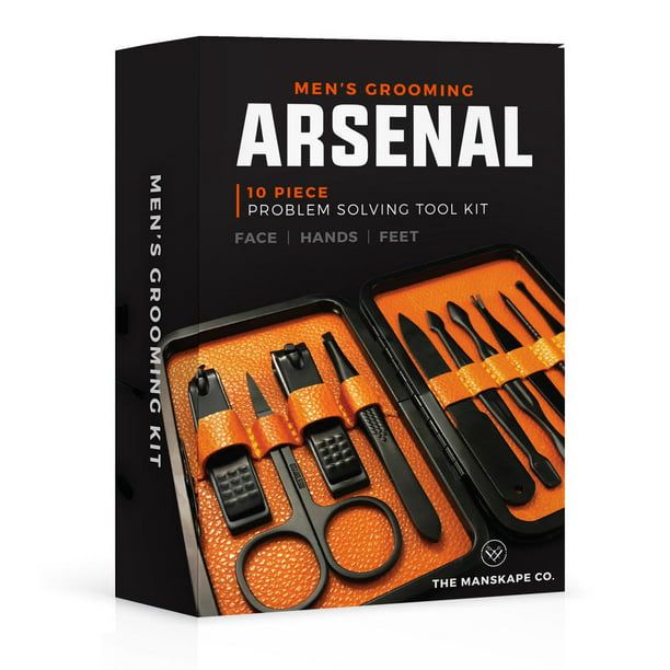 Wild Willies Arsenal Manicure and Pedicure Set, Men's Grooming Kit, Black, 10 Pieces EasyOptionXY LLC