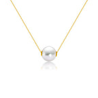 18K Gold Round Pearl Necklace Clavicle Chain