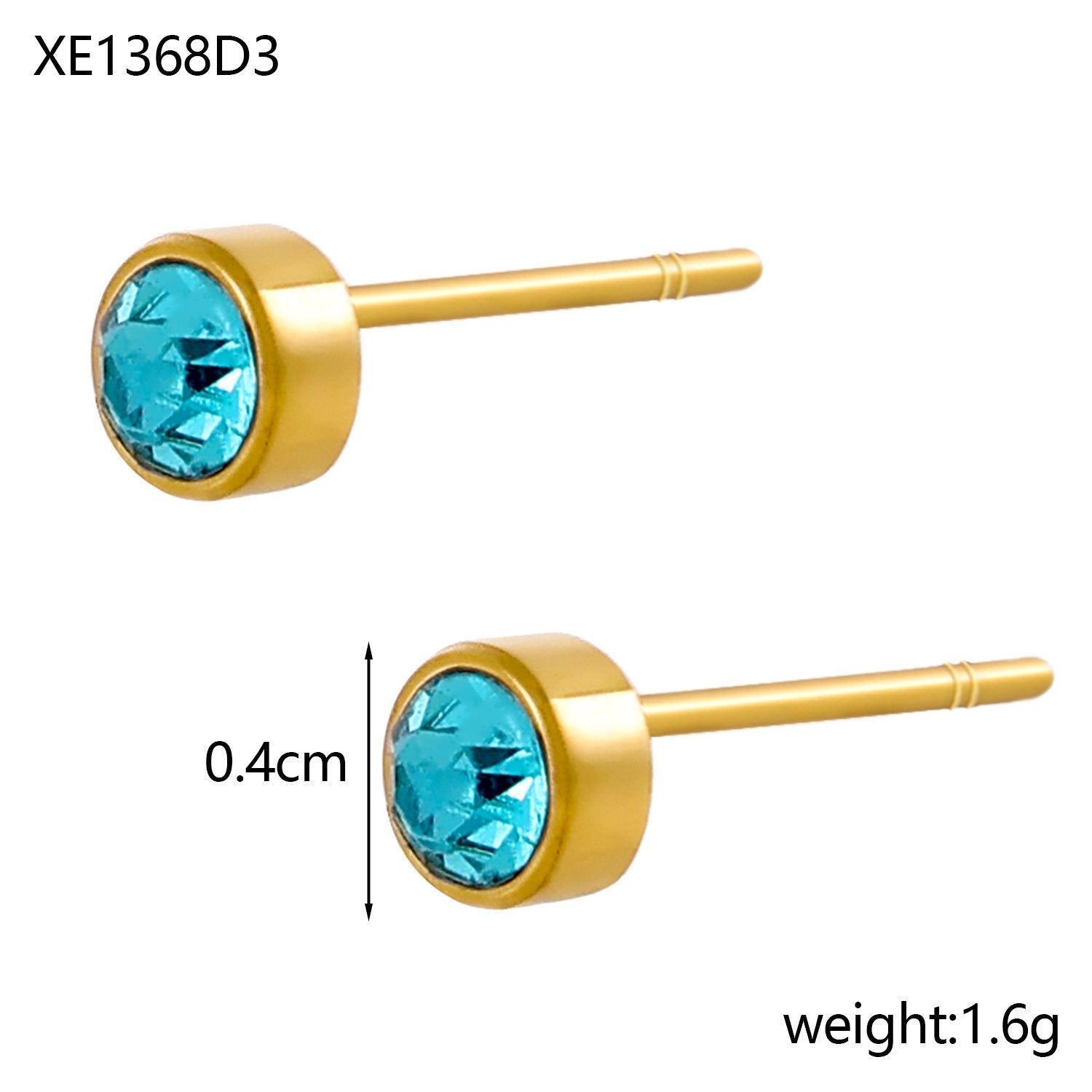 Stainless Steel Gold-plated Birthday Stone Constellation Diamond Bone Nail Pi-Mart