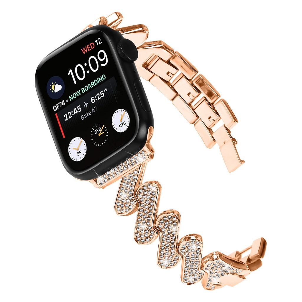 7-word Diamond Alloy Metal Classic Style Watch Band Pi-Mart