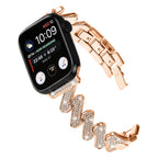 7-word Diamond Alloy Metal Classic Style Watch Band Pi-Mart
