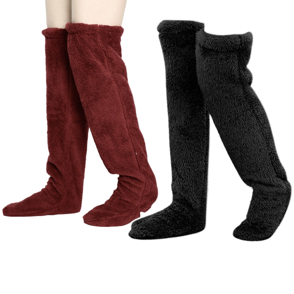 Cozy Couple's Thigh-High Fuzzy Socks - Warm, Durable Knit Over-The-Knee Stockings, Easy-Care Solid Hosiery Lootquake LLC