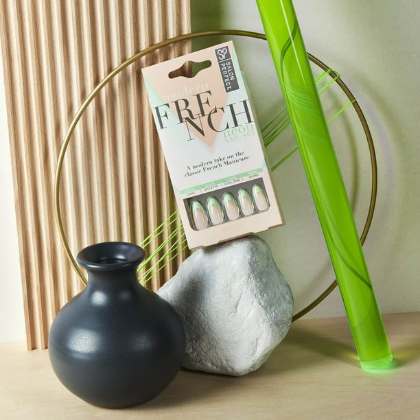 Salon Perfect Artificial Nails, 145 Neon Modern French Mint File & Glue Included, 30 Nails EasyOptionXY LLC