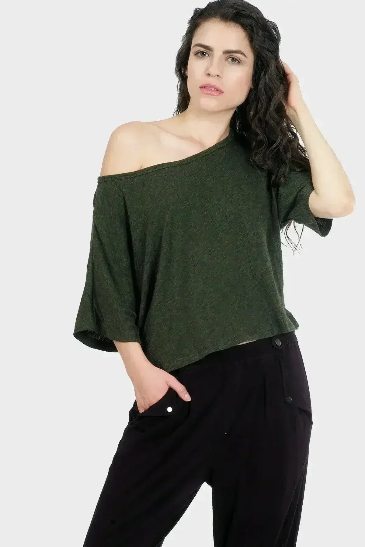 Lumi Organic Crop Top - Bamboo-Cotton Bateau Neck | Femstylo - SJB-DIAMOND ELITES