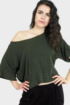 Lumi Organic Crop Top - Bamboo-Cotton Bateau Neck | Femstylo - SJB-DIAMOND ELITES