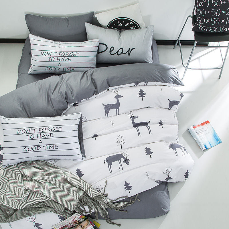 Pure cotton four-piece set cotton bed linen duvet cover single Pi-Mart