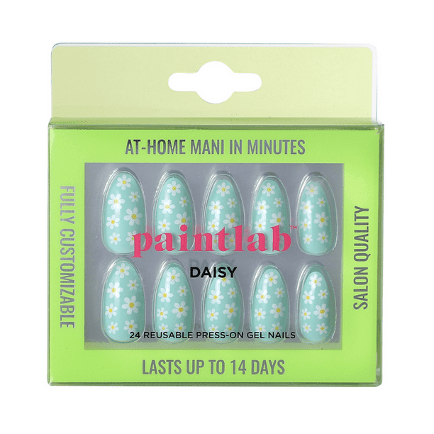 PaintLab Reusable Press-on Gel Nails Kit, Daisy Turquoise, 24 Ct EasyOptionXY LLC