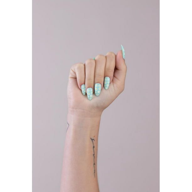 PaintLab Reusable Press-on Gel Nails Kit, Daisy Turquoise, 24 Ct EasyOptionXY LLC