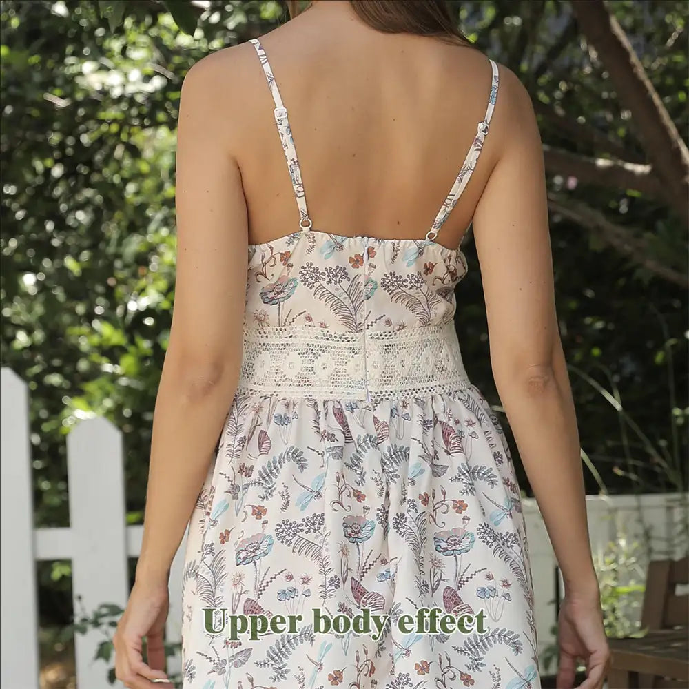Women's Sleeveless Suspender Floral Dress - SJB-DIAMOND ELITES