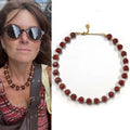 New Retro Dark Red Natural Stone Sweater Chain