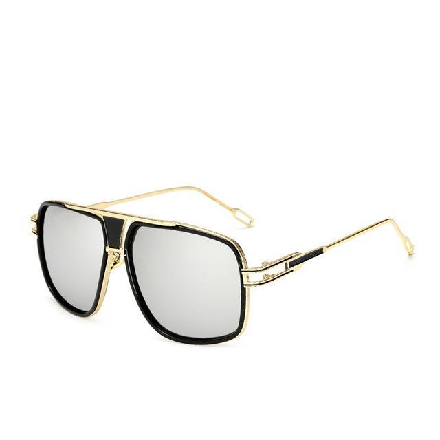 Modern Classic Oversized Men Sunglasses Luxury Brand New Glasses Square With High Quality Metal Frame and Polarized Mirror Glasses  Oculos de sol With  UV400 Prodection for Sun - SJB-DIAMOND ELITES