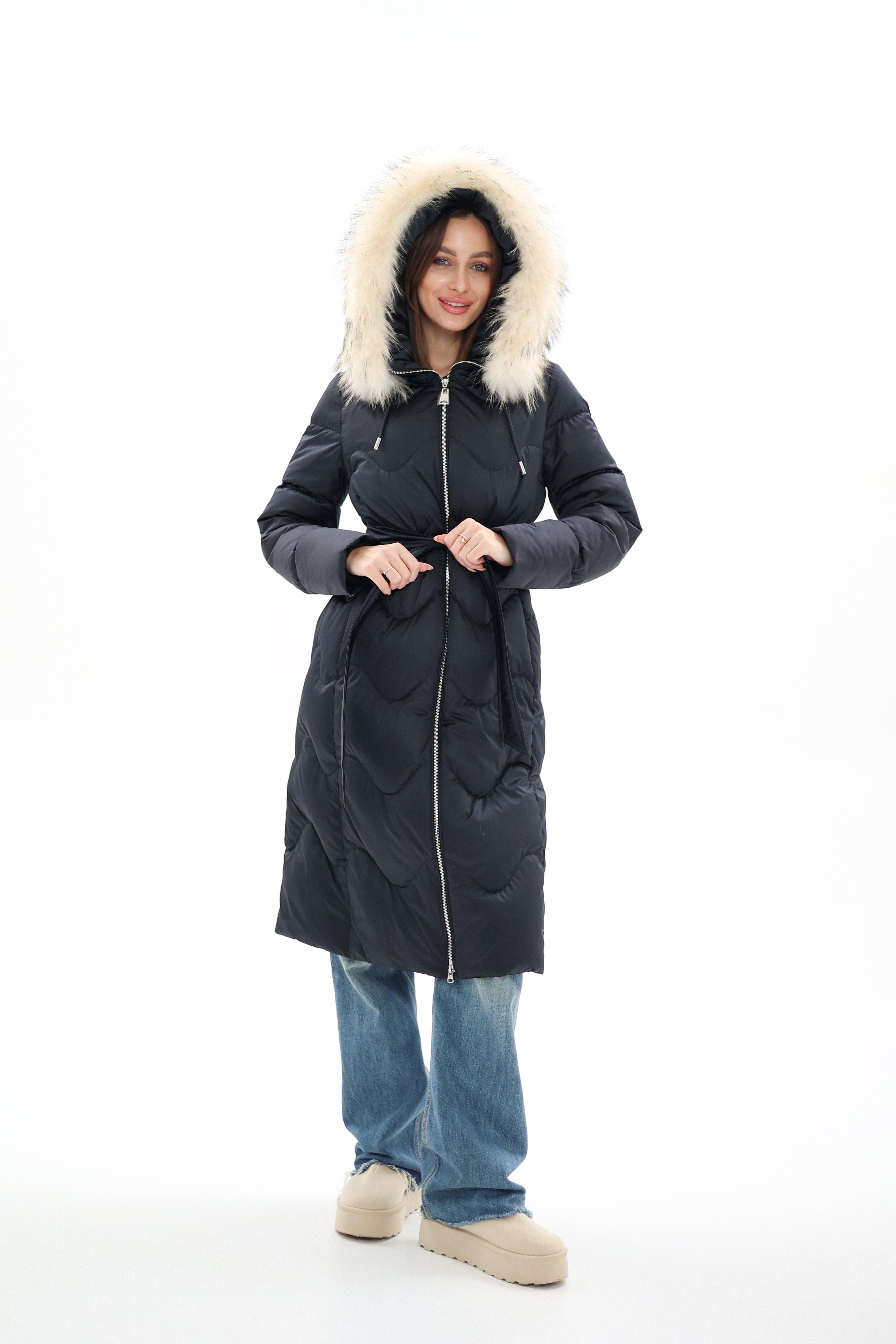Genuine Fur Trim Down Fill Coat