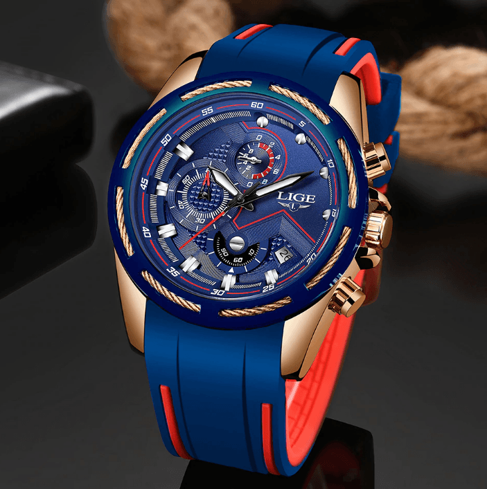Men's Waterproof Modern Watch With Rubber Straps Multifunction Watches Unique Design Perfect Gift Stevvex