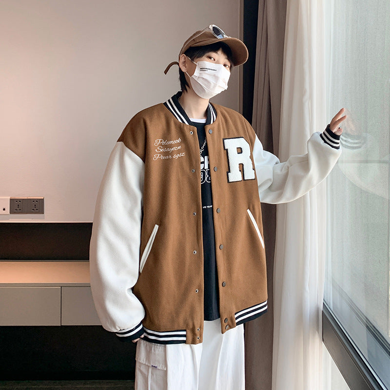 New Elegance Spring Autumn Coat Baseball Bomber Jacket Loose Letter R Men Women Couples Tops Plus Size Jackets Streetwear Stevvex