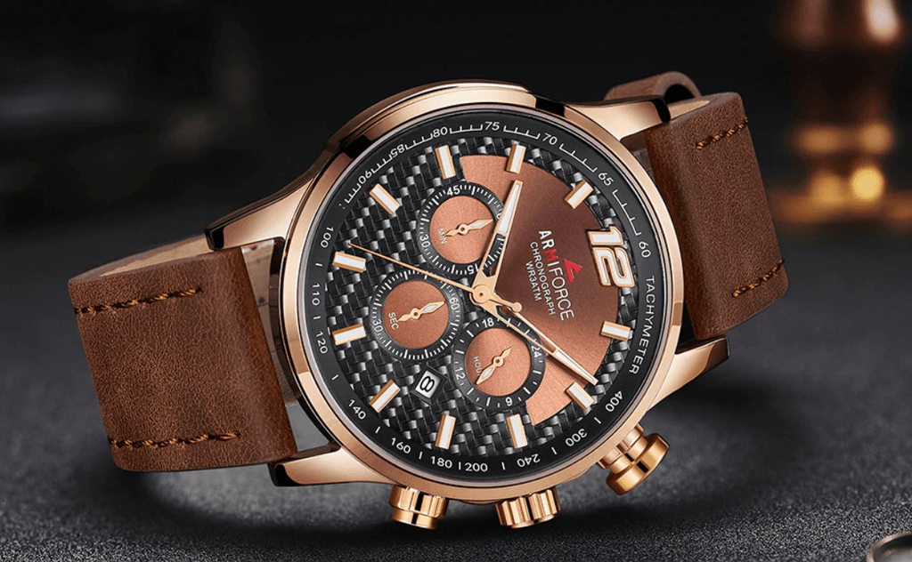 Mens Waterproof Sport Watch With Chronometers Day View And Cross-Matte Background Modern Man Watch Stevvex