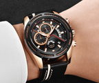 Men's Waterproof Sports  Watch With Leather Belts, Chronometers Day View Fluorescent Pointers Unique Design Perfect Gift Stevvex