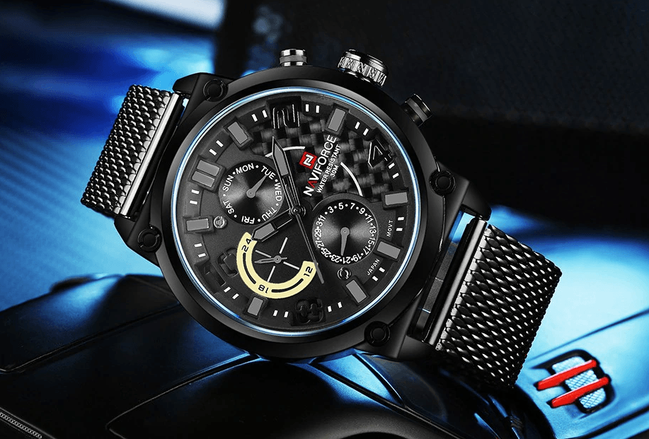 Men's Multifunction Analog Quartz Watches Waterproof Wrist Watch With Stainless Steel Mesh Band Excellent Design Perfect Gift - SJB-DIAMOND ELITES