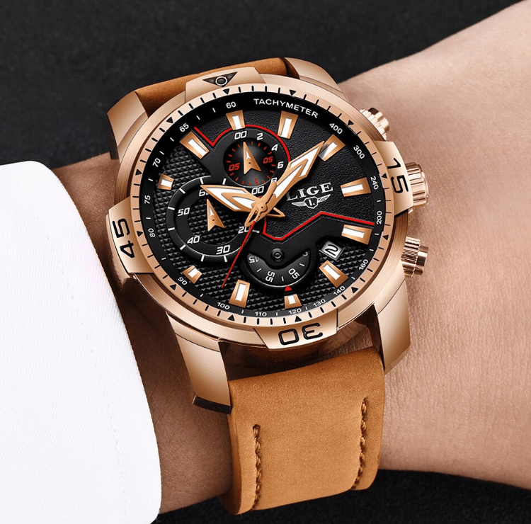 Men's Elegant Waterproof  Watch With Leather Straps   Business Style Watches Unique Design Perfect Gift For Your Man Stevvex