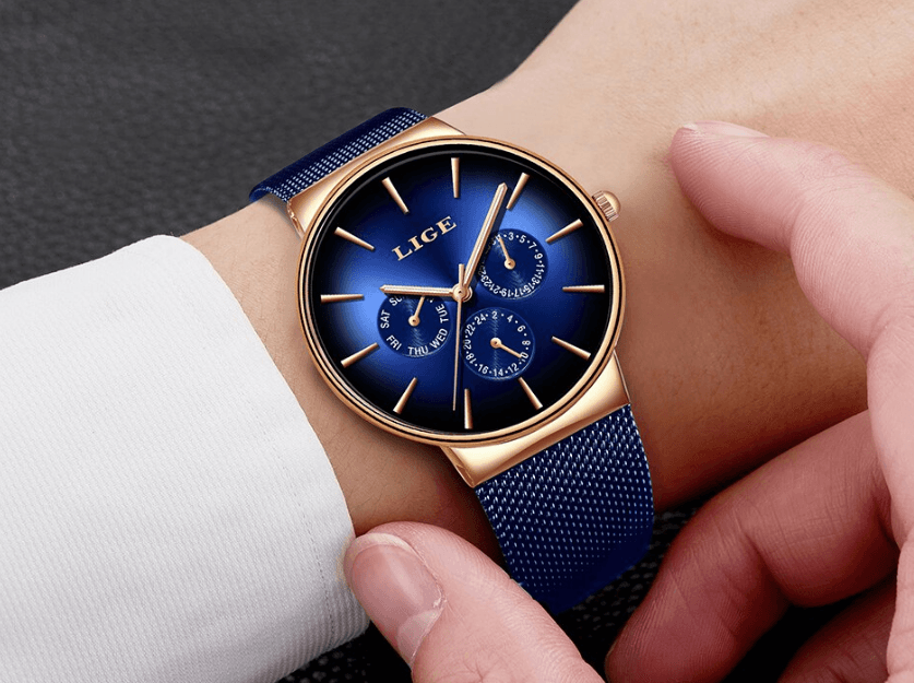 Men's Elegant Watch With  Stainless Steel Straps And Chronometers For Day And Date Display Unique Design Perfect Gift For Man And Women Stevvex