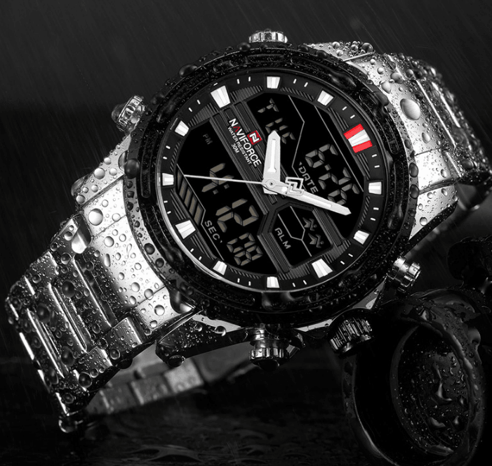 Mens Wrist Watch, Waterproof Analog Digital Watches Multifunction Stainless Steel Business Watches For Man Perfect Gift - SJB-DIAMOND ELITES