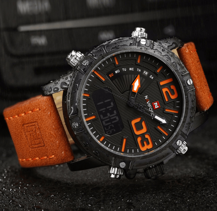 Men's Multifunction Digital Analog Waterproof Watch With Alarm And Automatic Time Zones Unique Design Excellent Gift - SJB-DIAMOND ELITES