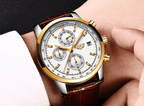 Men's  Waterproof Watch With Chronometers Date Display And Fluorescent Pointers Excellent Look Perfect Gift Stevvex