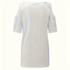 Women's V-neck Floral Print Contrasting Lace Off Shoulder Top - SJB-DIAMOND ELITES