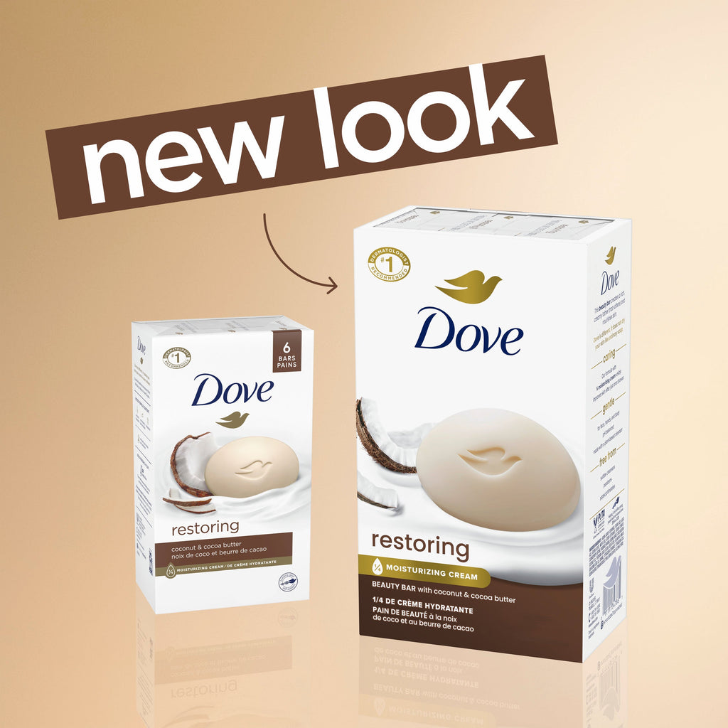 Dove Beauty Bar Soap for Women Restoring Coconut & Cocoa Butter All Skin, 3.75 oz 8 Bars