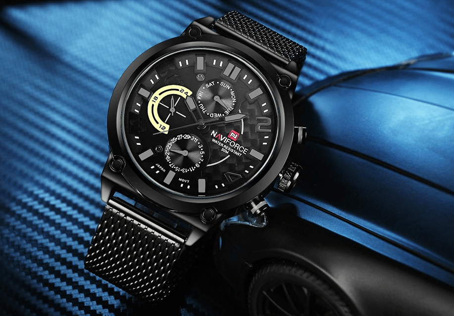 Men's Multifunction Analog Quartz Watches Waterproof Wrist Watch With Stainless Steel Mesh Band Excellent Design Perfect Gift - SJB-DIAMOND ELITES