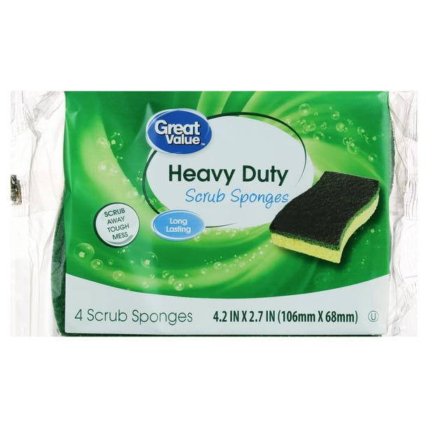 Great Value Heavy Duty Scrub Sponges, 4 Count EasyOptionXY LLC
