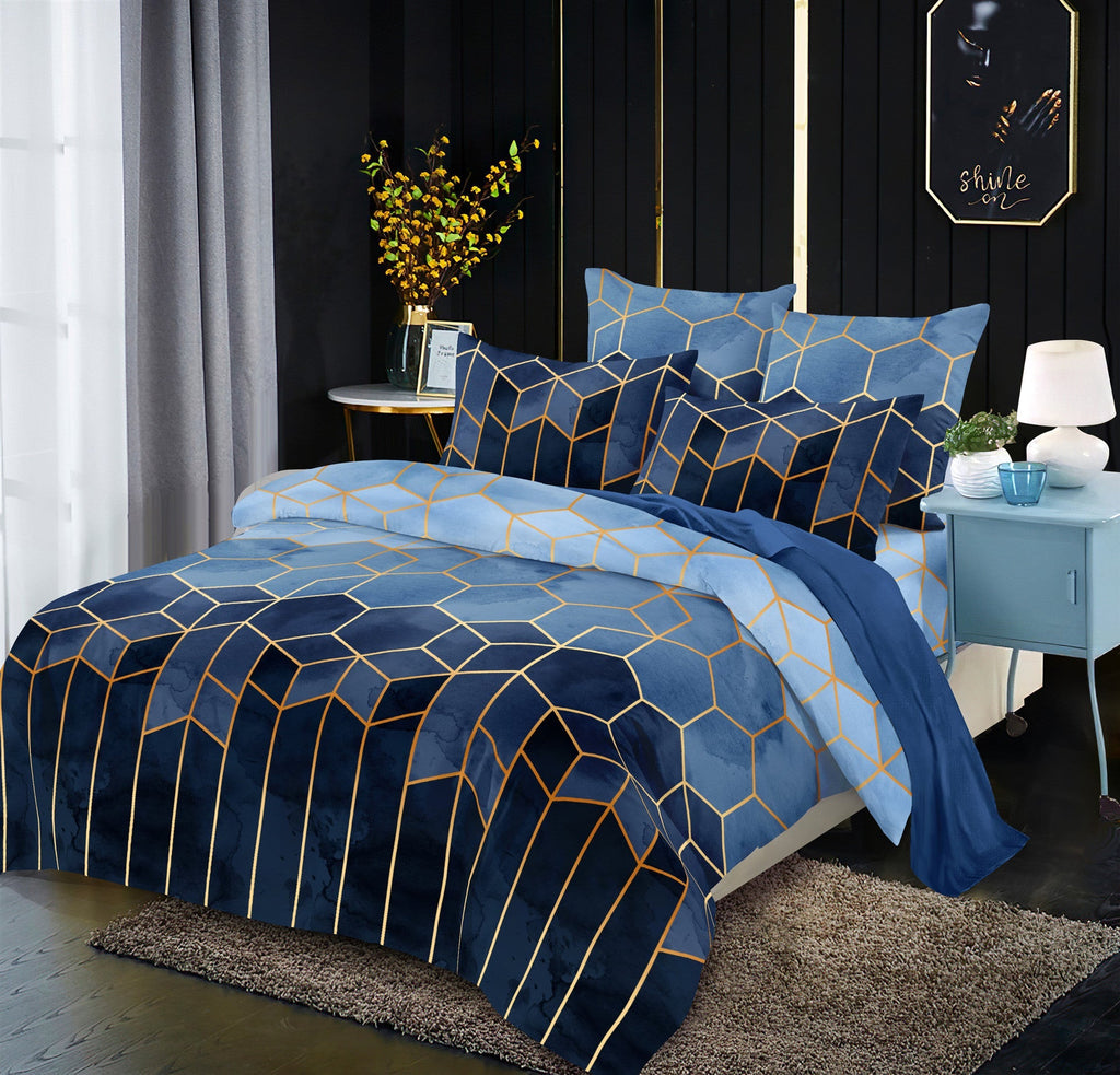 Gilt Line Geometric Elements Quilt Cover Set Bedding Pi-Mart