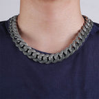 Emerald color men's large Cuban chain