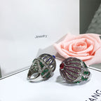 Personalized Creative Birdcage Full Diamond Color Zircon Ring