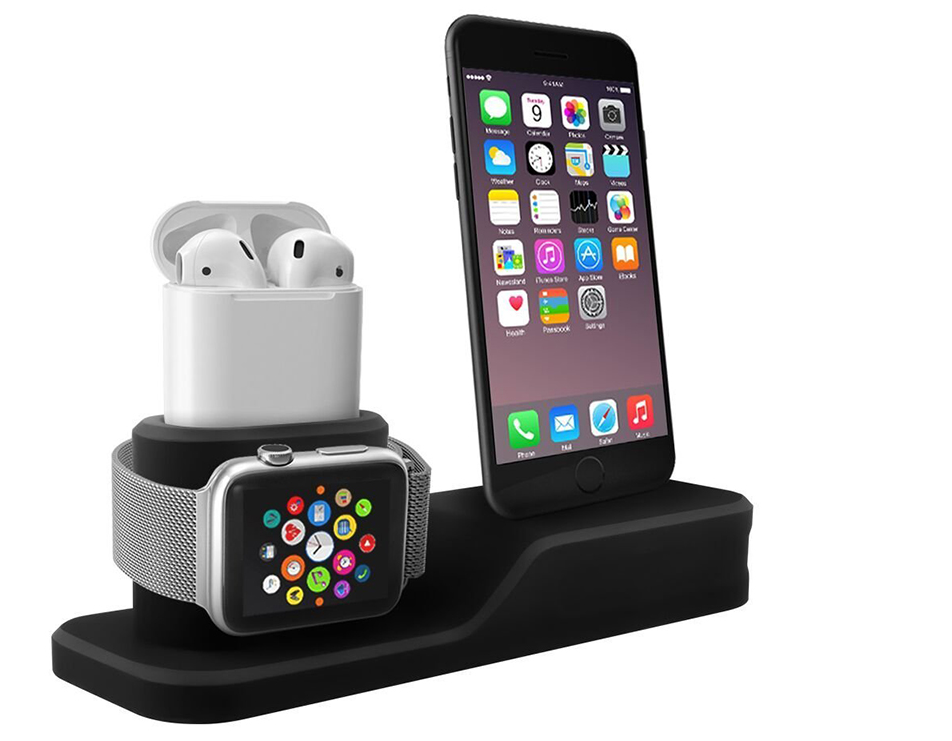 Mobile Phone Watch Headset Three-in-one Charging Stand Base Silicone Iwatch Charging Stand Pi-Mart