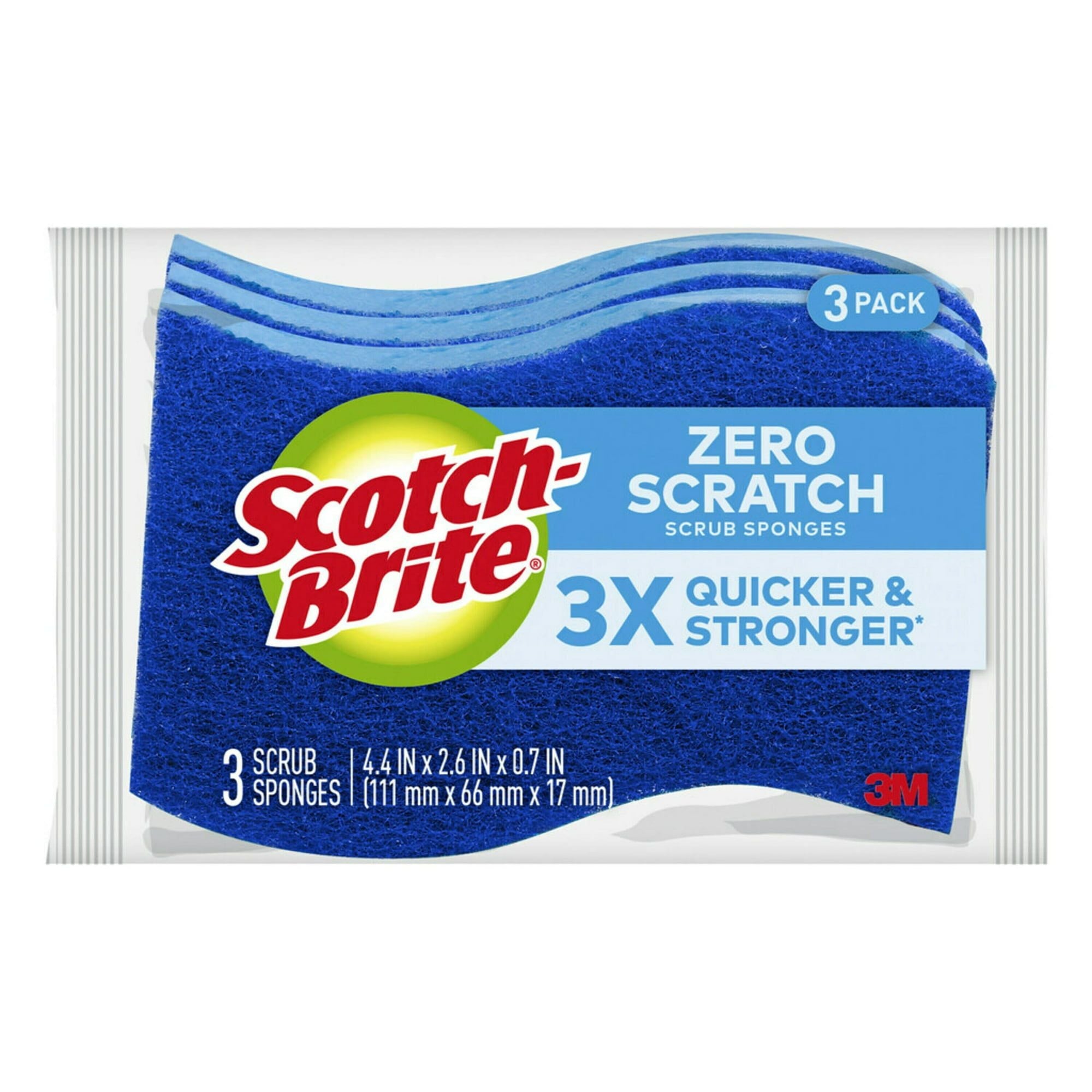 Scotch-Brite Zero Scratch Non-Scratch Scrub Sponges, 3 Scrubbing Sponges