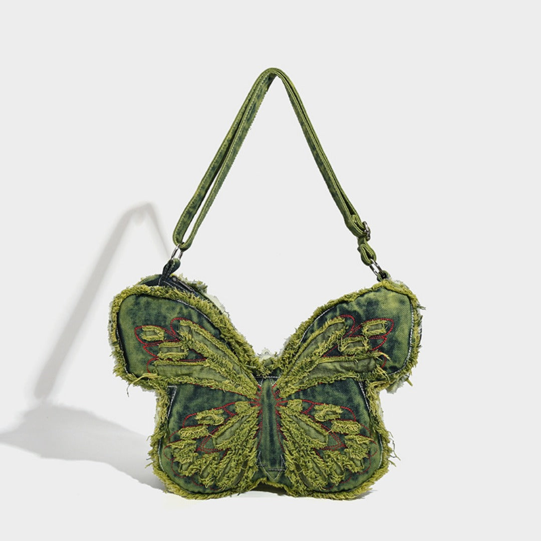 Design washed denim bag, butterfly shaped bag, punk denim bag, shoulder bag, backpack purse for women - SJB-DIAMOND ELITES
