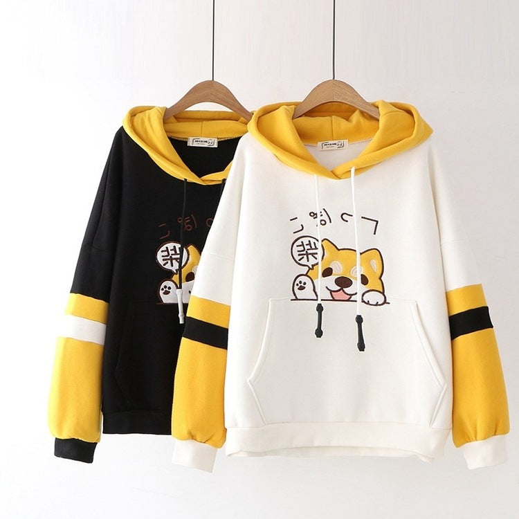 Puppy print long sleeve hoodie Pi-Mart