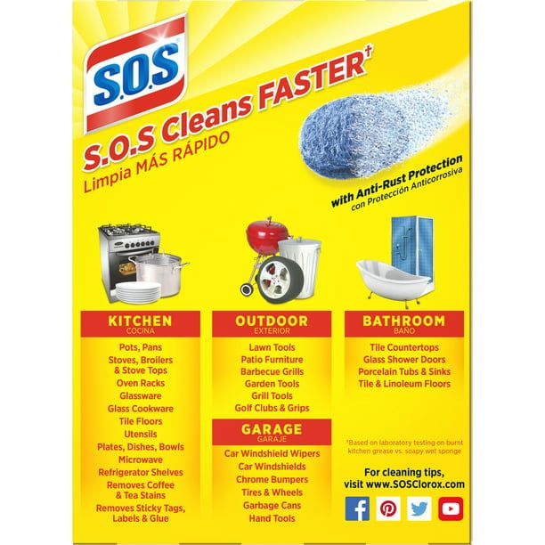S.O.S Steel Wool Dish Scrubber Pads, 18 Pack
