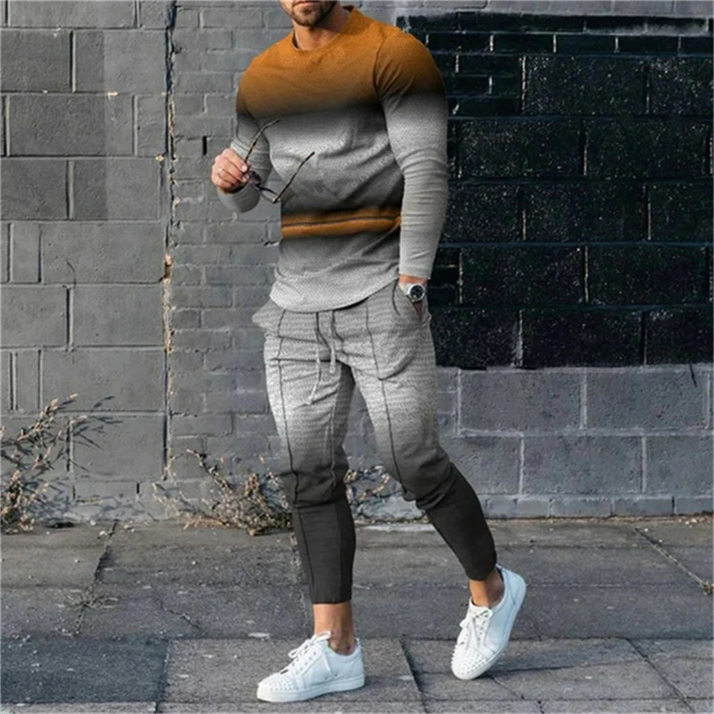 Men's 3D Digital Printing Loose Casual Long Sleeves Trousers Suit Lootquake LLC