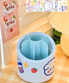 Large-capacity Cute Desktop Dust-proof Makeup Brush Storage Rotating Pen Holder