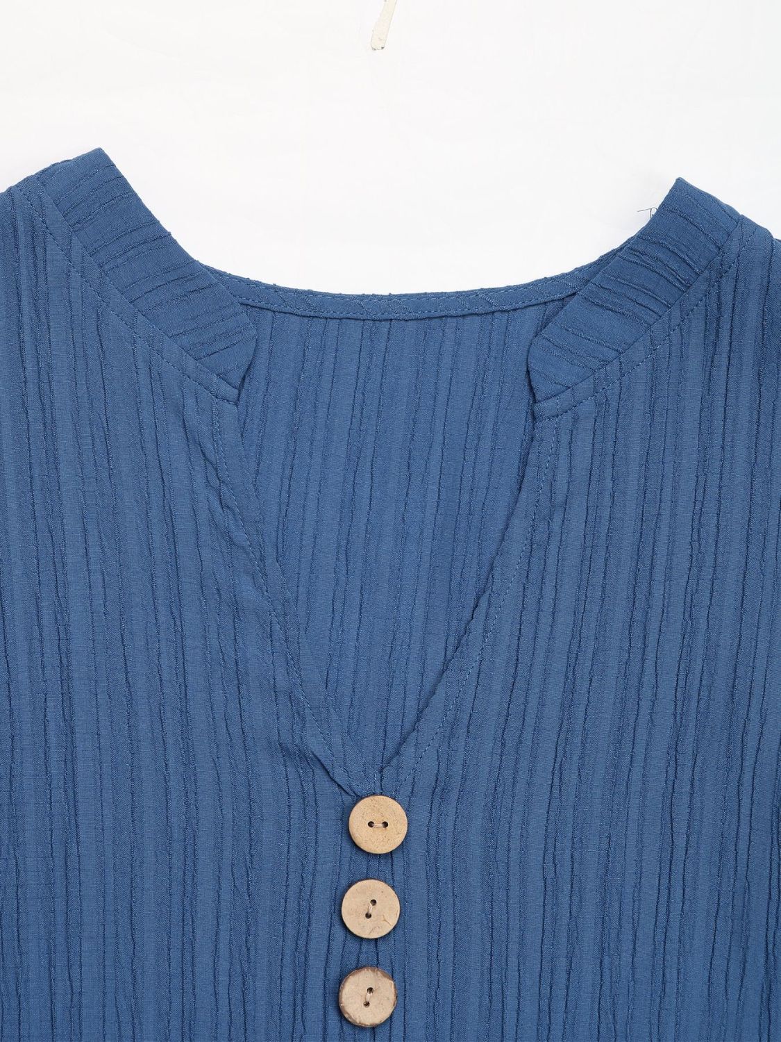 Decorative Dusty Blue Button Notched Sleeveless Dress Elegant & Feminine Style Long Dress For Women Stevvex