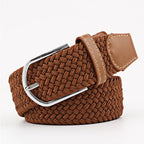 Women's Canvas Belt Student Pants Casual Stretch Braided Needle Buckle Pi-Mart