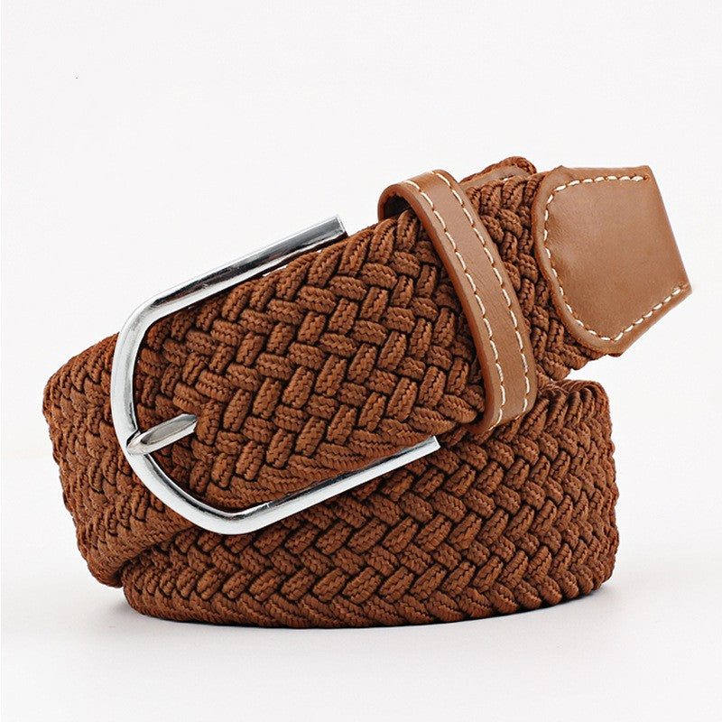 Women's Canvas Belt Student Pants Casual Stretch Braided Needle Buckle Pi-Mart